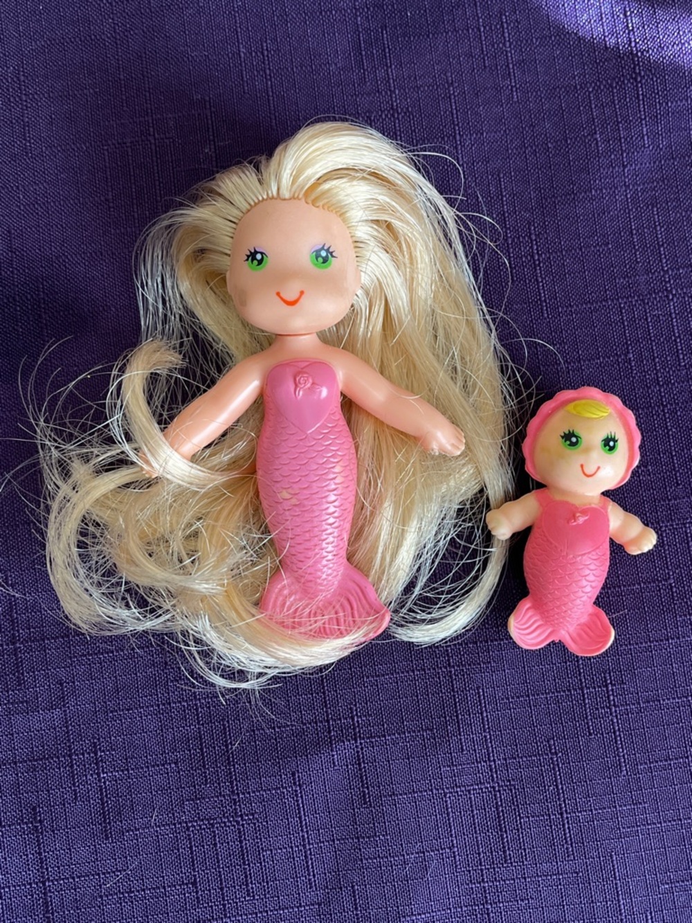 Vintage 1979 Kenner Sea Wees Sandy Mermaid & Baby Star Dolls Pink Toys